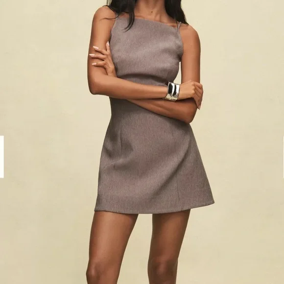 MARE MARE Anthropologie A-Line Slip Dress Taupe Gray Brown Size L NWT - Picture 3 of 13